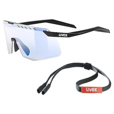 uvex pace stage small V 運動太陽眼鏡 眼鏡帶, 1個, 鏡框(啞光黑)鏡片(變色藍水銀)