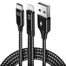 maono 閃克 Lightning 8針 to C型 & A型 OTG 充電轉換線, 1個, 黑色, 1m