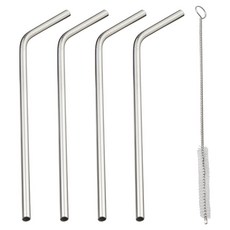 Outset 不鏽鋼彎吸管 附清潔刷, 1套, 4個裝