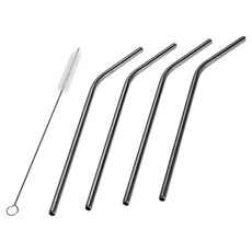 VERSA 不鏽鋼彎吸管 附清潔刷 20.5cm, 1套, 4個裝