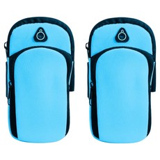 여신 팔뚝 러닝 트레이닝 아웃도어 스마트폰 암밴드, 블루, 2개