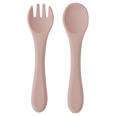 LITTLE CLOUD 矽膠副食品湯匙叉子組, 1套, 粉紅色
