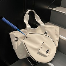 網球羽毛球二合一球拍可拆卸托特包, 白色, 1個