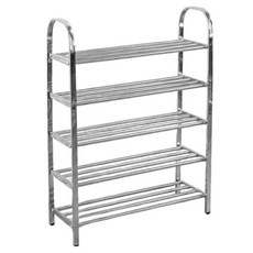 不鏽鋼鞋子整理鞋櫃 5層 60cm, 銀色, 1個