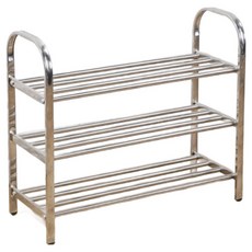 Soso House 組裝式不鏽鋼鞋架 鞋櫃 3層 75cm, 銀色, 1個