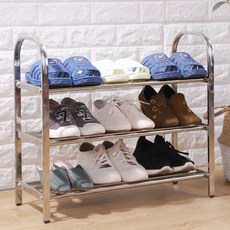 組裝式不鏽鋼鞋子整理鞋櫃 3層 66cm, 銀色, 1個