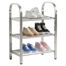 組裝式不鏽鋼3層鞋架40cm, 銀色, 1個