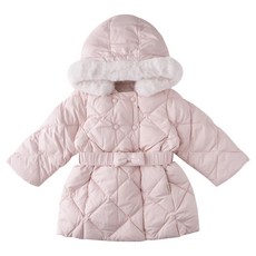 Minkmui 兒童緞帶腰帶長版羽絨外套