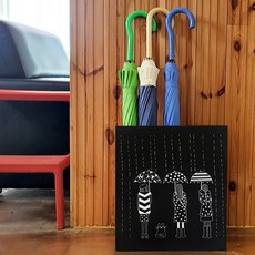 插畫營業用簡約鐵製大容量雨傘架, 1個, 黑色