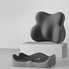 lovinglab 記憶棉腰靠墊椅背 + 坐墊套組, 灰色