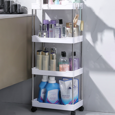 秘密花園 縫隙型移動式推車 寬版4層, 1個, 白色