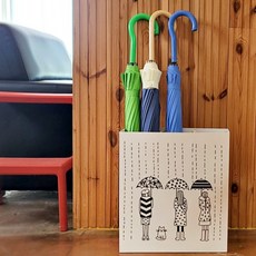 插畫營業用簡約鐵製大容量雨傘架, 1個, 白色