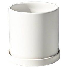 morningscent 유니크 무광 원형 세라믹 도자기 받침대 포함 화분, 화이트, 1개