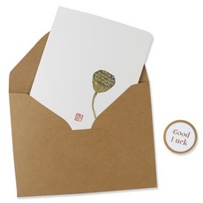 Inp 水墨畫卡片與信封套組 11.5 x 17 cm, 蓮蓬, 1套