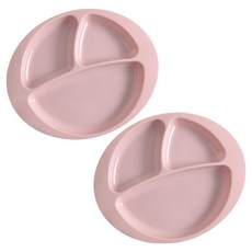 CMYK 3구 원형 유아식판, 인디핑크, 2개, 식판 2P
