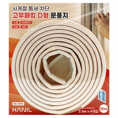 HANIL D型多用途縫隙擋條 橡膠門窗密封條 白色 10m, 1個