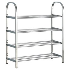 韶韶好室 組裝式不鏽鋼鞋子整理架 鞋櫃 4層 40公分, 銀色, 1個