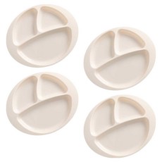 CMYK 3格圓形幼兒餐盤, 餐盤 4p, 奶油色, 4個