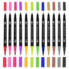 Modian 雙頭書法彩色毛筆套組, 12色, 1套