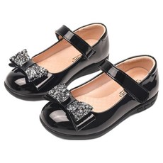 하라로이 반짝이큐빅 리본 메리제인 굽 구두