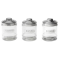 EXCELSA Trix 玻璃收納罐 義式復古 透明色 + 銀色, 650ml, 3個