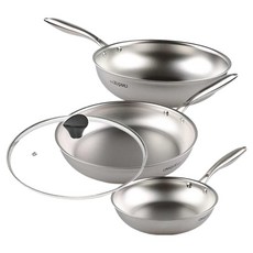 Kitchen-Art Kitchen Art Unique 316 五層無研磨平底鍋4件組, 1套, 混合色, 22cm + 28cm + 28cm(炒鍋) + 28cm(玻璃鍋蓋)