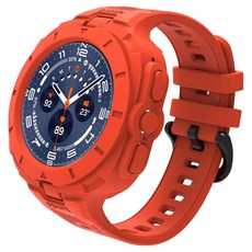 SPACE SHIELD Galaxy Watch 相容 Rugged Armor 一體式錶帶, 橘色