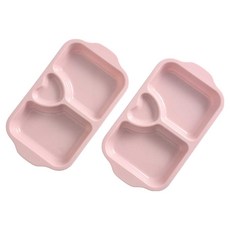 팬톤홈퍼니싱 CMYK 3구 사각 유아식판, 인디핑크, 2개, 식판 2P