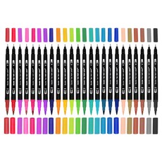 Modian 雙頭書法彩色軟毛筆套組, 24色, 1套