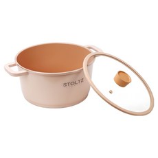 STOLTZ 電磁爐IH玫瑰金雙耳湯鍋, 1個, 24cm, 粉紅色