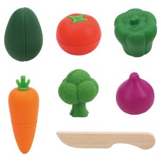 mulnory 嬰幼兒矽膠蔬菜玩具7件組, 1套, 混合顏色