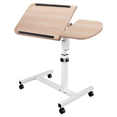 極美家居 360度床邊可移動升降邊桌, 胡桃色