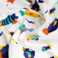 雙面Daimaru 40支棉 雙魚座布料, 黃色