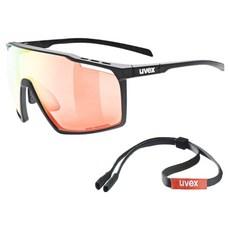 uvex mtn perform VM 亞洲版運動太陽眼鏡 眼鏡帶, 1個, 鏡框(霧面黑色)鏡片(變色紅色鏡面)