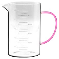 Balunfini 耐熱玻璃彩色手柄量杯, 1個, 珊瑚粉, 1L