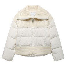 NICE CLAUP 女款針織拼色短版羽絨外套 A244PWD905