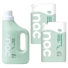 nac nac 低敏親膚嬰兒洗衣精 1.2L + 補充包 1.1L 2個, 1組