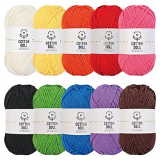 니뜨 코튼돌 뜨개실 10종 세트, 무지개, 1세트