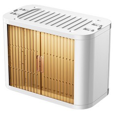 極美家居 帶輪折疊卷簾門收納箱/置物櫃/整理箱 中(45 x 25 x 34.3cm), 茶白色, 1個