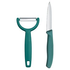 VICTORINOX 瑞士維氏 經典直刃刀 8cm + 削皮器組合 綠色 6.7114.22C1, 1套, 直刃刀 + 削皮器