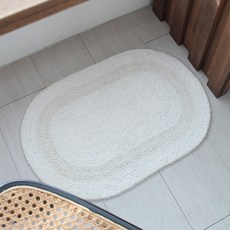 經典橢圓浴室地墊, 象牙白