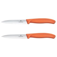 VICTORINOX 瑞士維氏 瑞士經典波浪刀刃+直刃水果刀2件組 6.7799.2C1, 1套, 橘色
