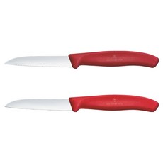 VICTORINOX 瑞士維氏 瑞士經典波浪直刃水果刀 6.7491.2C1 2件組, 1套, 紅色
