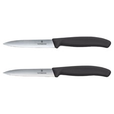 VICTORINOX 瑞士維氏 瑞士經典波浪刀刃 + 一字刀刃水果刀2件組 6.7793.2, 黑色, 1套