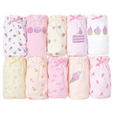 BASE ALPHA ESSENTIALS 女童純棉無螢光三角內褲 甜點款 10件組