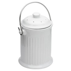 FOX RUN 陶製廚餘桶, 1個, 白色