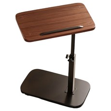 極美家居 電腦桌桌子 升降桌 升降沙發邊几 桌面尺寸 30 x 40cm, 胡桃色 + 黑架