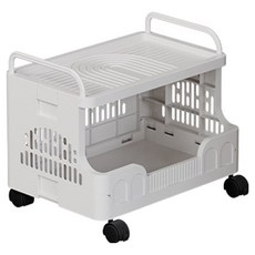 soonZAM 多用途移動式推車收納層架整理架, 白色, 2層