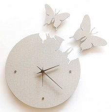 Lumia 蝴蝶靜音客廳壁掛鐘壁鐘, 亞麻灰色