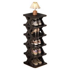 摺疊式收納家用辦公室空間利用鞋櫃, 時尚全黑, 6層